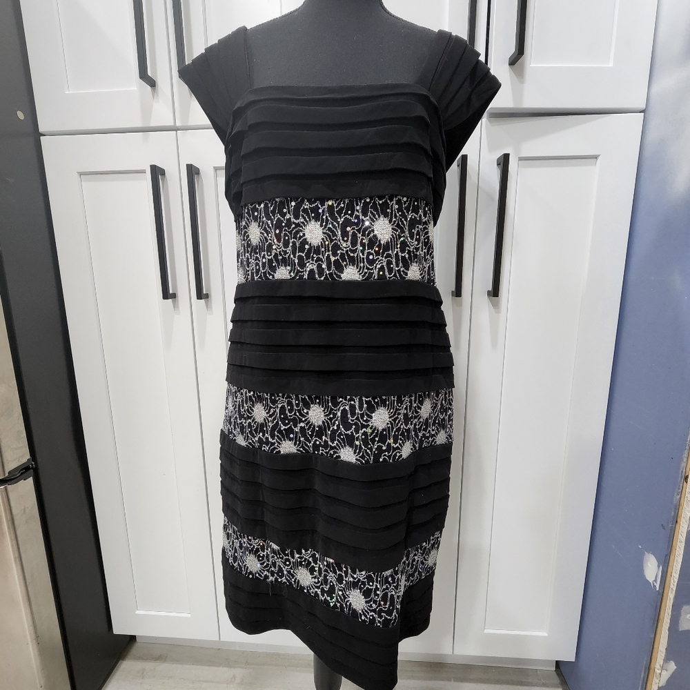 Black dress with sequin stripes